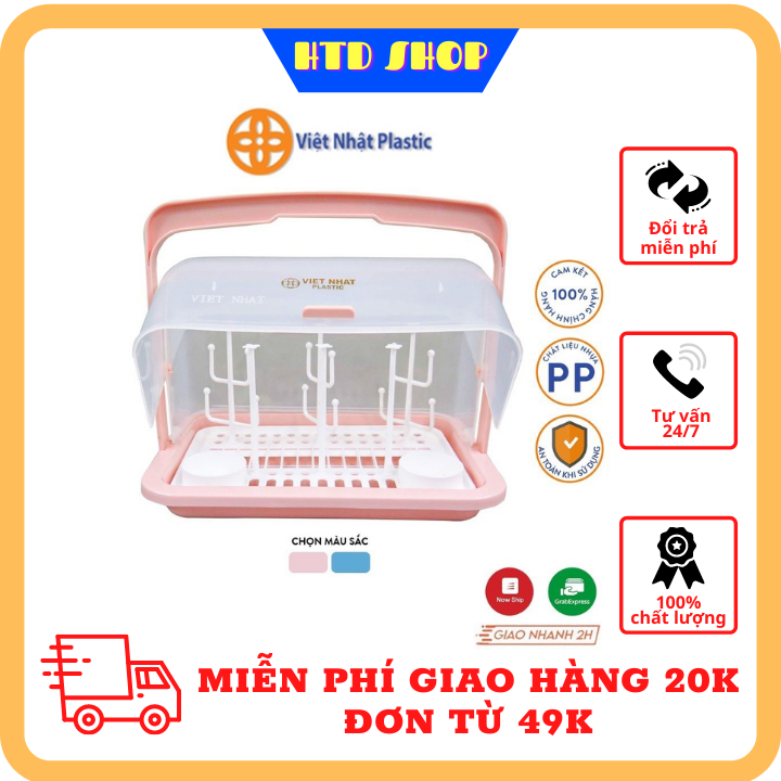 Khay úp ly bình sữa cho bé - khay úp bình sữa cho bé có nắp đậy chống bụi nhựa Viêt Nhật cao cấp - kệ úp bình sữa cho bé