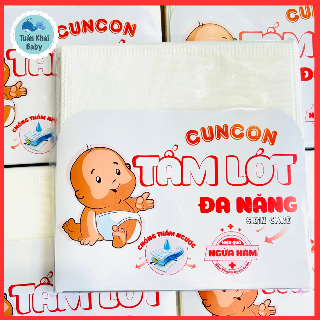 Túi 20 cái tấm lót chống thấm , tấm lót đa năng sơ sinh cuncon- kích thước 20x20cm