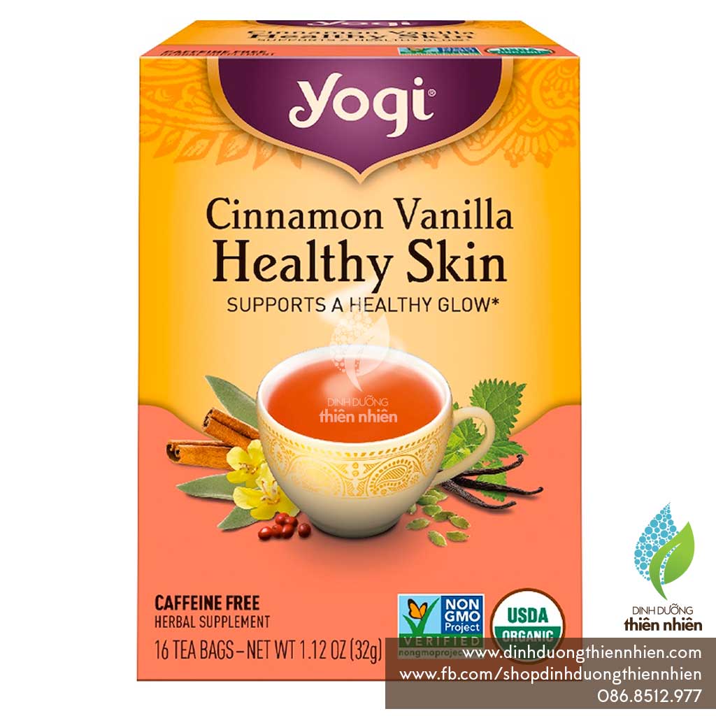 Trà Hữu Cơ Yogi Cinnamon Vanilla Healthy Skin, Giúp Da Khoẻ Mạnh