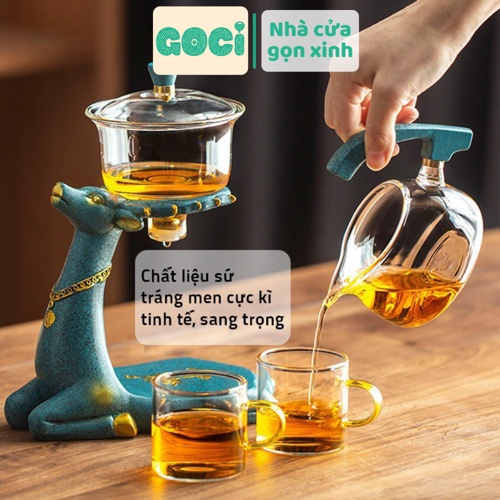 Ấm pha trà thuỷ tình hình con hươu bình trà cao cấp mẫu mới 2022 decor bàn trà