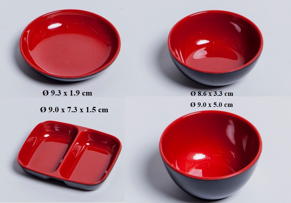 Chén đựng nước chấm,gia vị nhựa Melamine 2 lớp đỏ đen