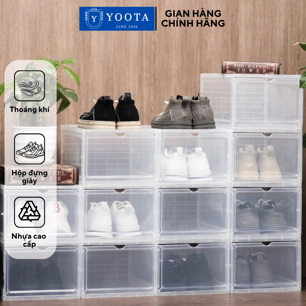 Hộp Đựng Giày Cao Cổ Size Lớn Hộp Giày Xịn Nhựa Cứng Lắp Ráp Nắp Nam Châm 2 Màu Đen Trắng Siêu Bền- Lẻ 1 Hộp