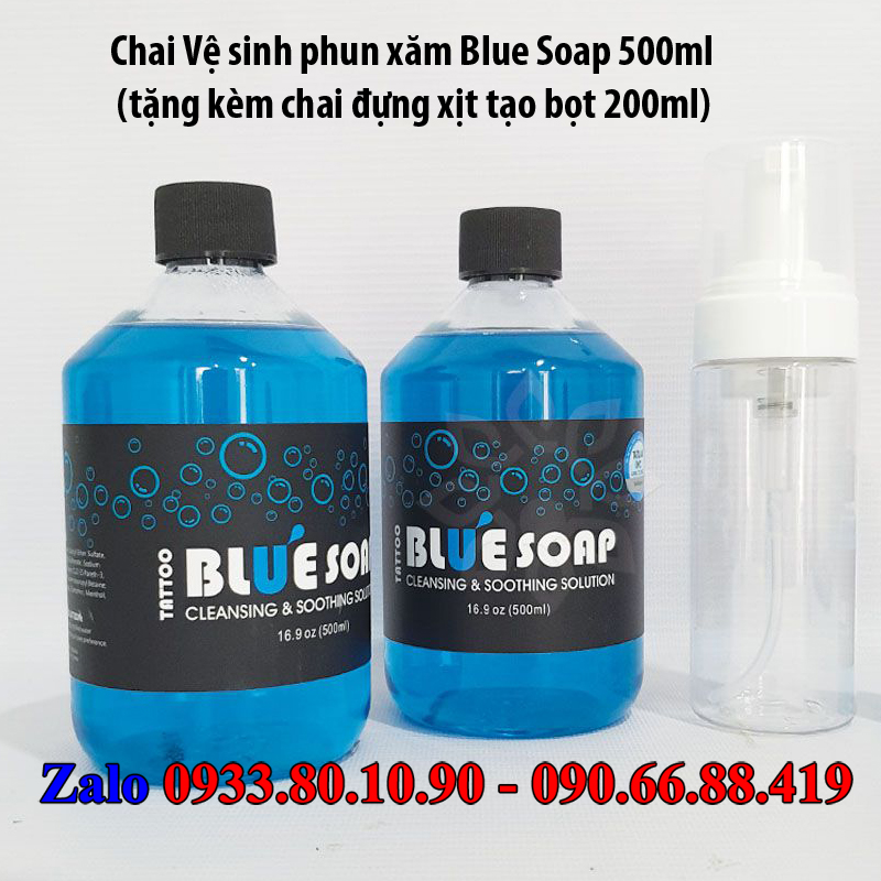 Chai Vệ sinh phun xăm Blue Soap 500ml
