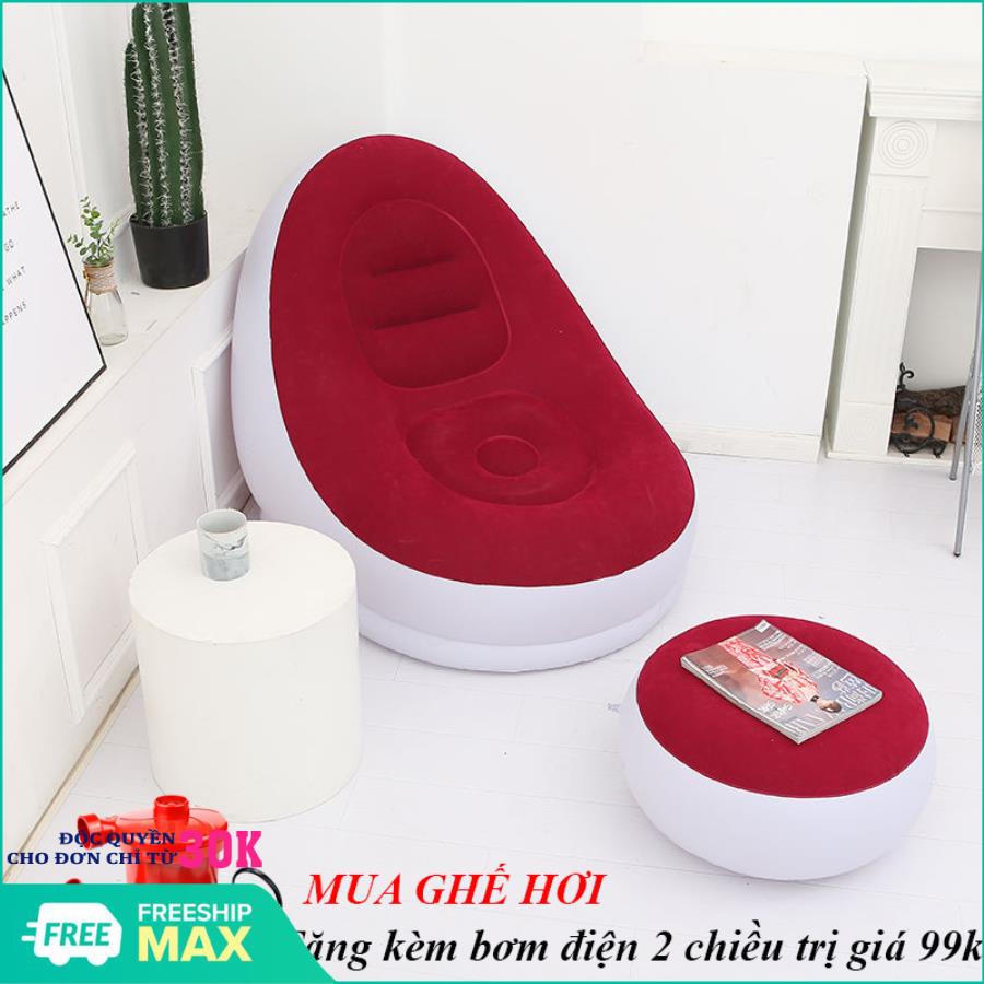 [SALE KHỦNG 50% - TẶNG KÈM BƠM ĐIỆN] Ghế hơi tựa lưng, ghế hơi nằm ngồi đọc sách, ngủ... cao cấp, Ghế hơi bọc nhung Senyoubao ( Màu đỏ đô sang xịn )