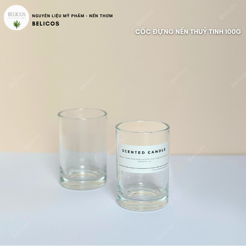 Cốc thuỷ tinh đựng nến 100g trong suốt, dáng cao - Ly cốc đựng nến thơm