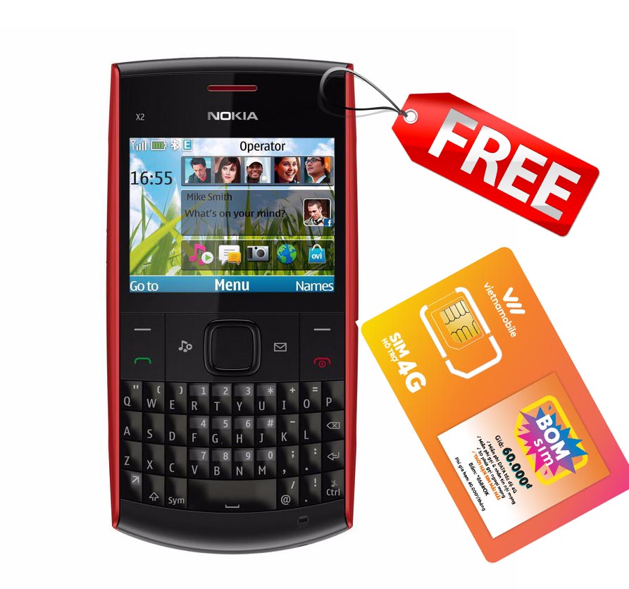 Điện thoại độc cổ NOKIA x2-01 giá rẻ tặng kèm sim 4g