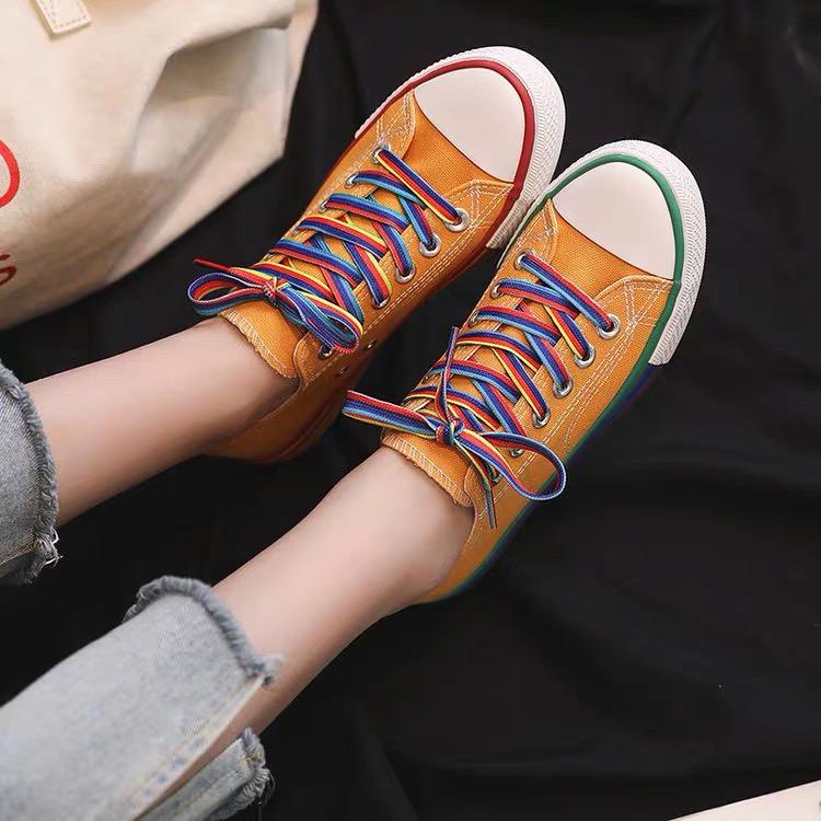 Giầy Nữ Sneaker thê thao old skool sắc màu Thấp Cổ mới nhất 2019 vải 3 màu trăng,đen,vàng thời trang hàn quốc (Grab Store)