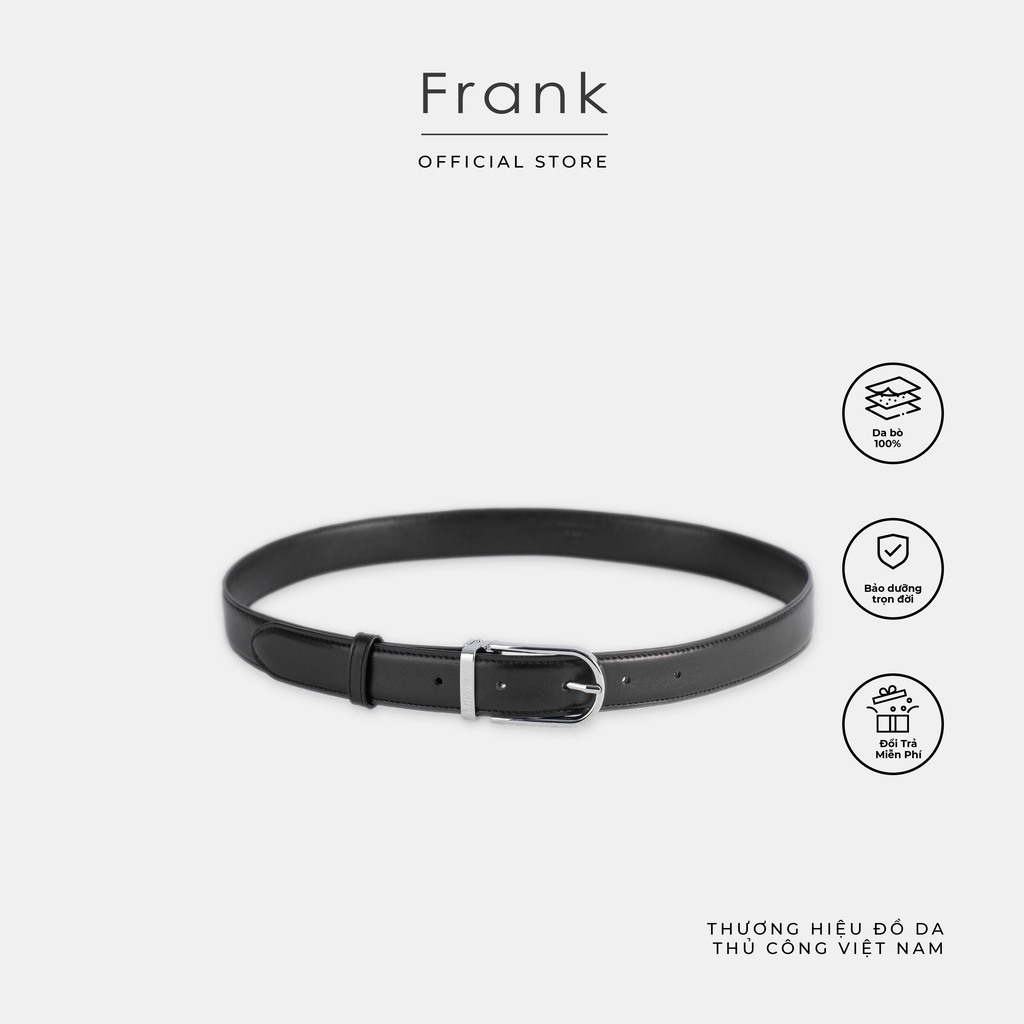 Thắt lưng da bò trơn oslo belt 30mm màu đen thương hiệu frank