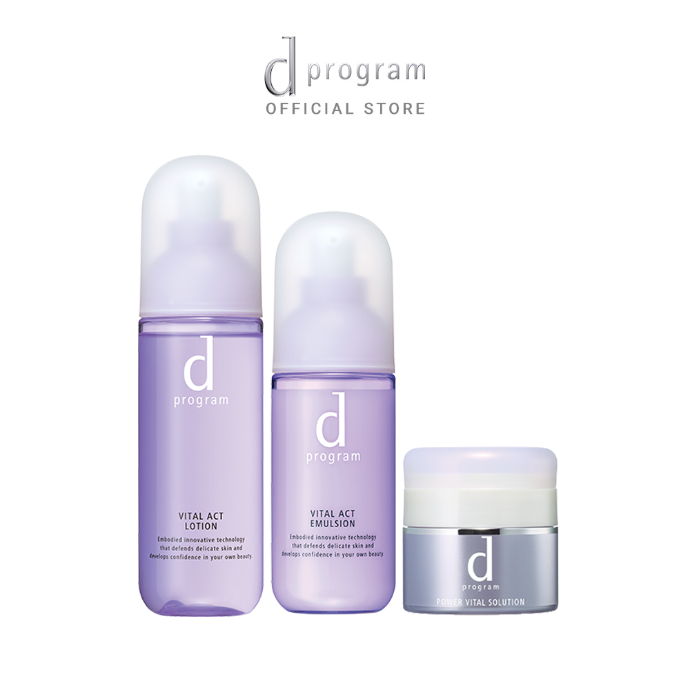 Bộ sản phẩm dProgram ngăn ngừa lão hóa hoàn hảo cho da nhạy cảm dProgram Vital Act Lotion, Emulsion, Power