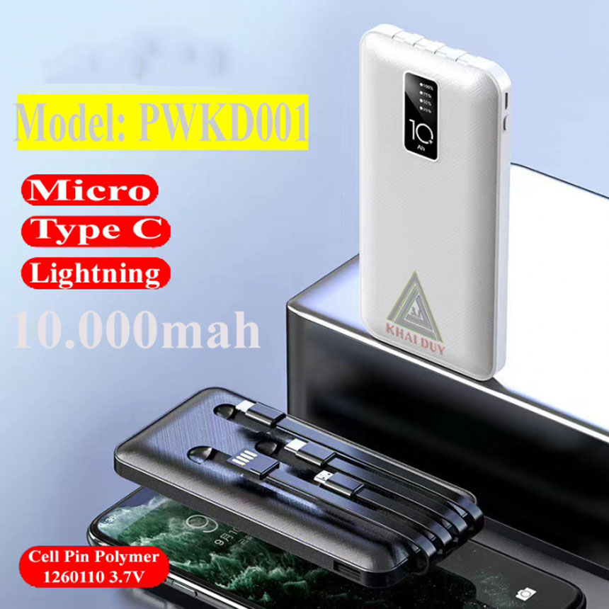 [HCM]Sạc Dự Phòng Mini Pin Sạc Dự Phòng Cao Cấp Khai Duy 10000mah sạc dự phòng dung lượng lớn giá rẻ sạc được lâu pin khỏe sạc dự phòng đa năng nhiều chân cắm cho mọi loại điện thoại laptop...
