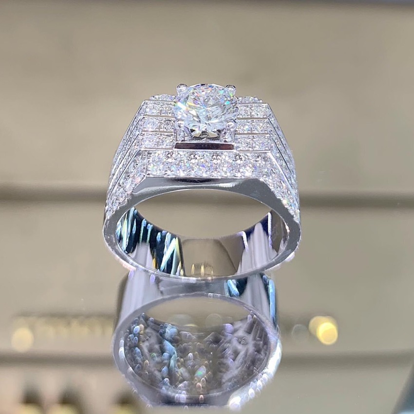 Nhẫn Nam Mạ Bạc Đính Kim Cương Nhân Tạo - N1705160 Trang Sức TCJ - Giống Thật 99% - Chất liệu Bạc 925 Bền Màu Vĩnh Viễn Không Đen - Dùng Đi Tiệc