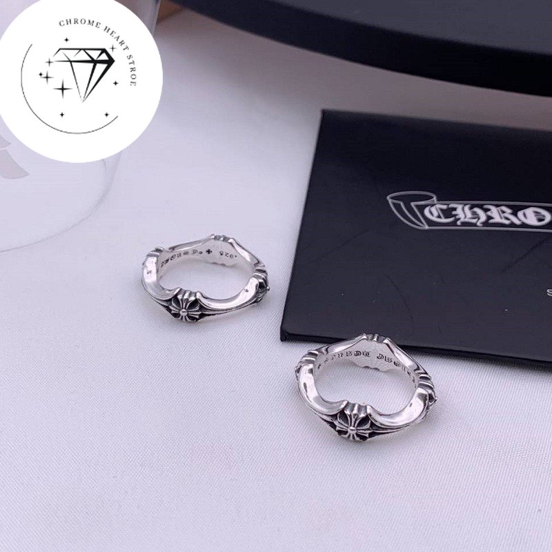 Nhẫn Chrome Heart Small Floral bạc khối 925 fullbox cao cấp.