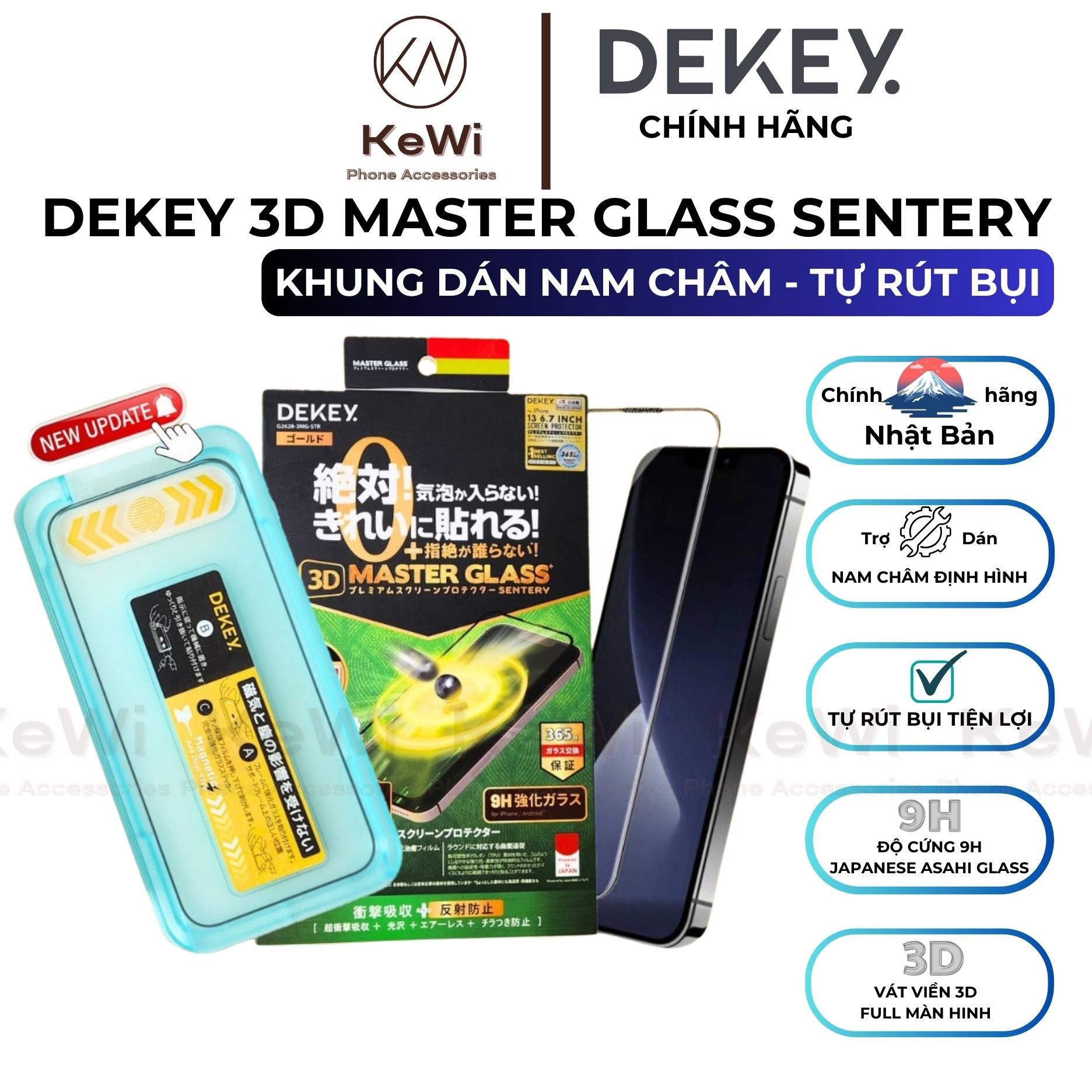 [KHUNG TỰ DÁN] Miếng Dán Cường Lực Dekey Dành Cho iPhone 15 Pro Max, iPhone 15 Series, iPhone 14 Series, 13, 12, 11, Xs - HÀNG CHÍNH HÃNG