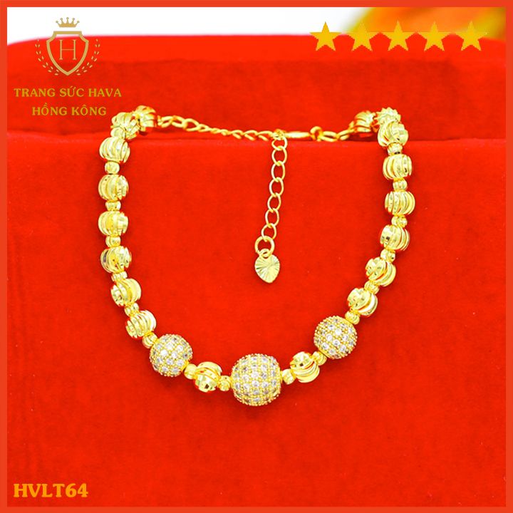 Lắc Tay Nữ Titan, Vòng Tay Nữ Bi Xoắn Đính Đá Thời Trang Xi Mạ Vàng 24k Cao Cấp - Trang Sức Hava Phong Cách Thời Cá Tính Trẻ Trung