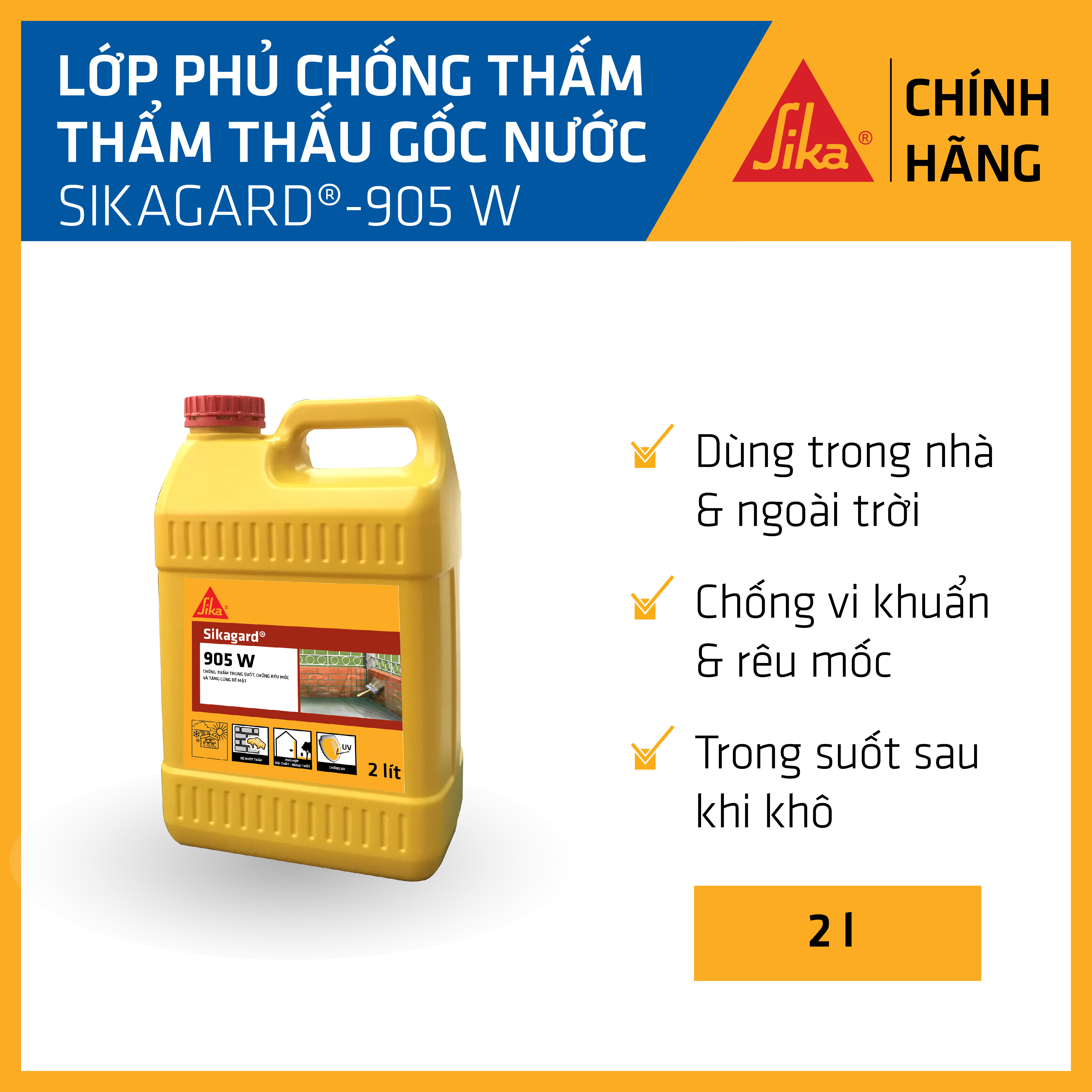 Sika - Lớp phủ chống thấm trong suốt gốc nước Sikagard ® - 905 W