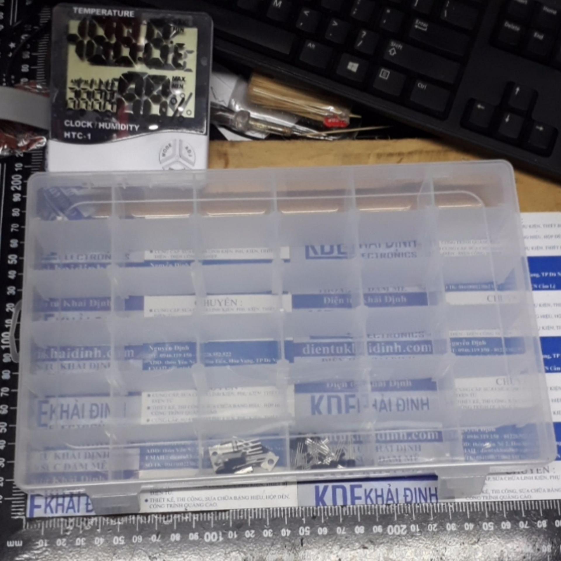 Hộp nhựa đựng linh kiện, ốc vít…36 ô, có thể thay đổi, 44x178x274mm kde4709