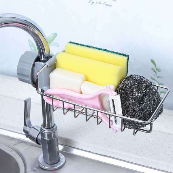 [HCM]GIÁ ĐỂ MIẾNG RỬA CHÉN BẰNG INOX - KỆ INOX 304 KHÔNG GỈ ĐỰNG LƯỚI RỬA BÁT CỌ XOONG BÀN CHẢI XÀ BÔNG TREO VÒI NƯỚC BỒN RỬA BÁT