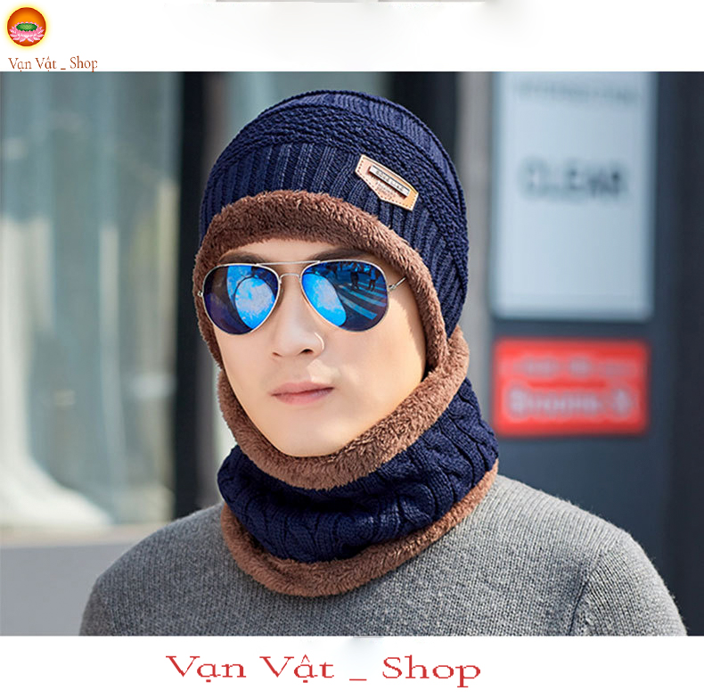 Mũ len trùm cổ lót nỉ bông siêu ấm  freeSize sử dụng khi mùa đông gió lạnh thích hợp Nam và nữ
