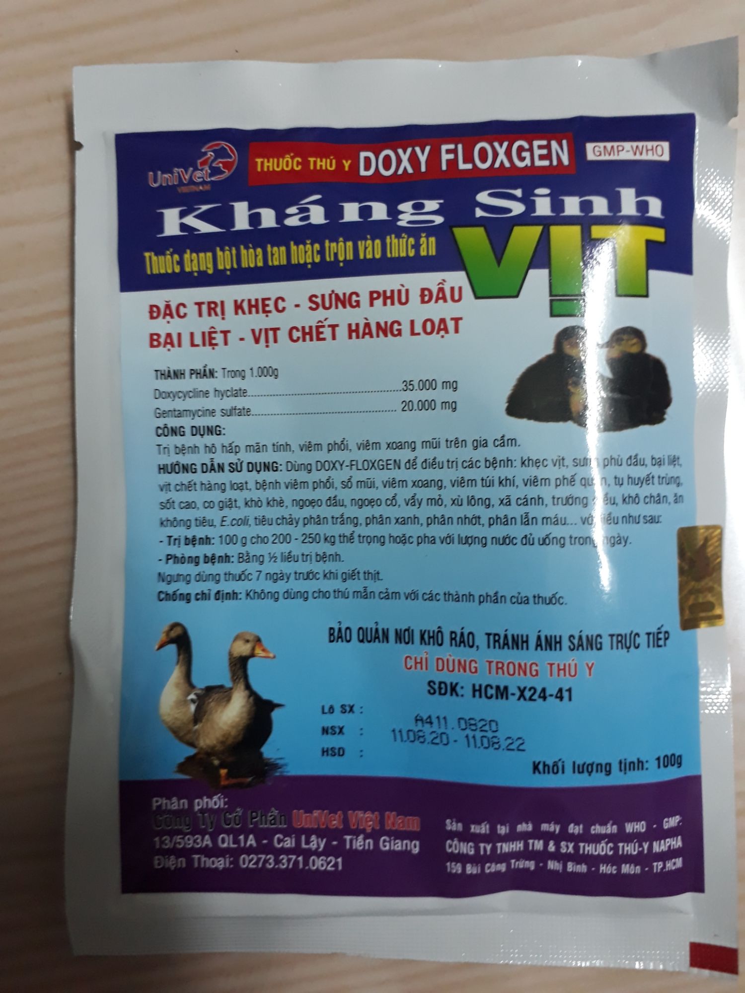 Gà vịt chết nhanh,bại, sưng phổi 1 gói 100g