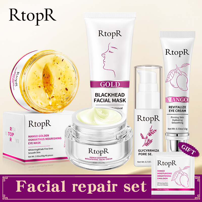 RtopR Bộ mỹ phẩm chăm sóc da mặt giúp làm trắng da se khít lỗ chân lông kem dưỡng chống lão hóa mặt nạ vàng giúp loại bỏ mụn đầu đen mặt nạ dưỡng ẩm và làm mờ quầng thâm - INTL