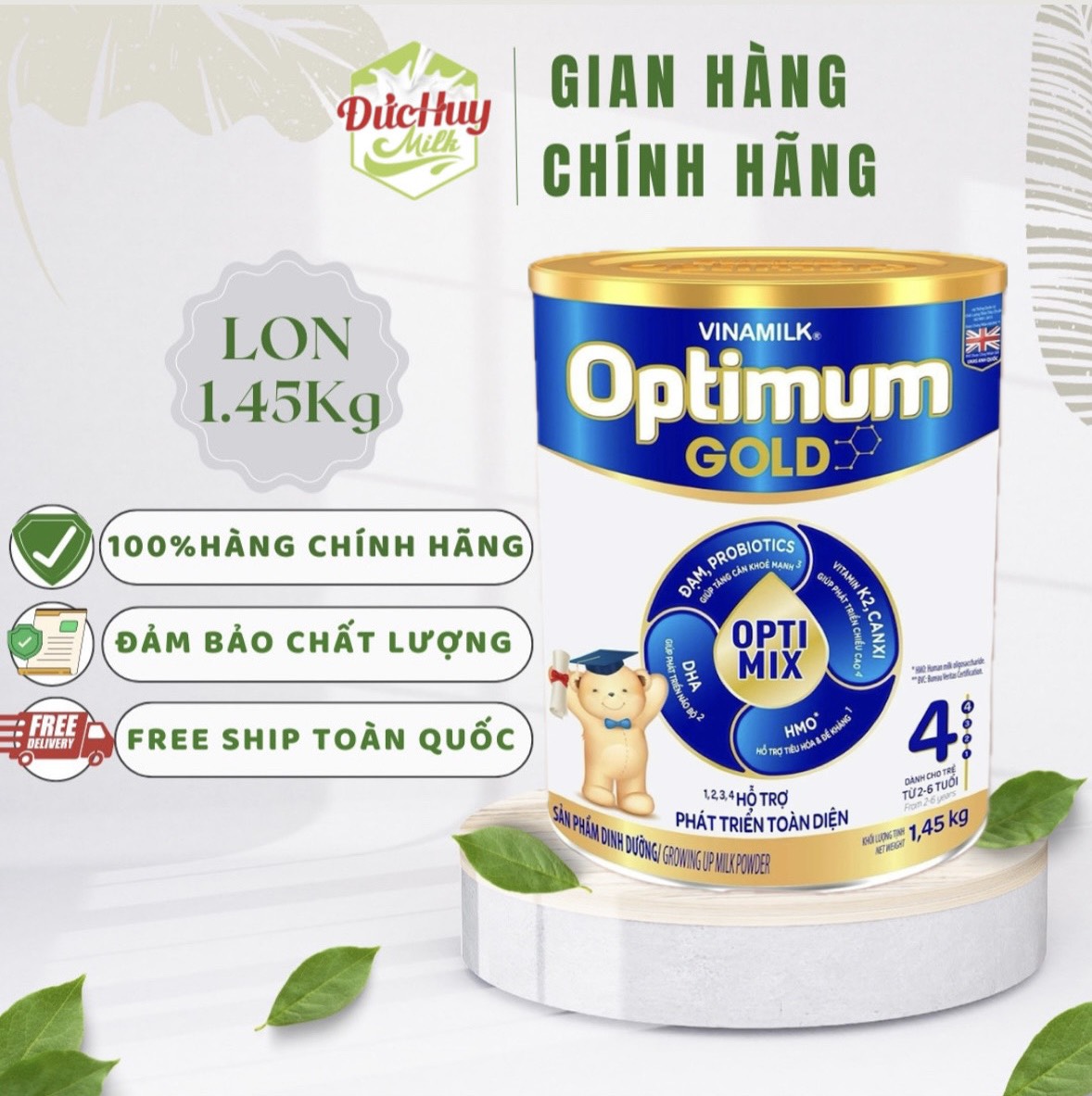 Sữa bột vinamilk optimum gold 4 optimix lon 1.45kg