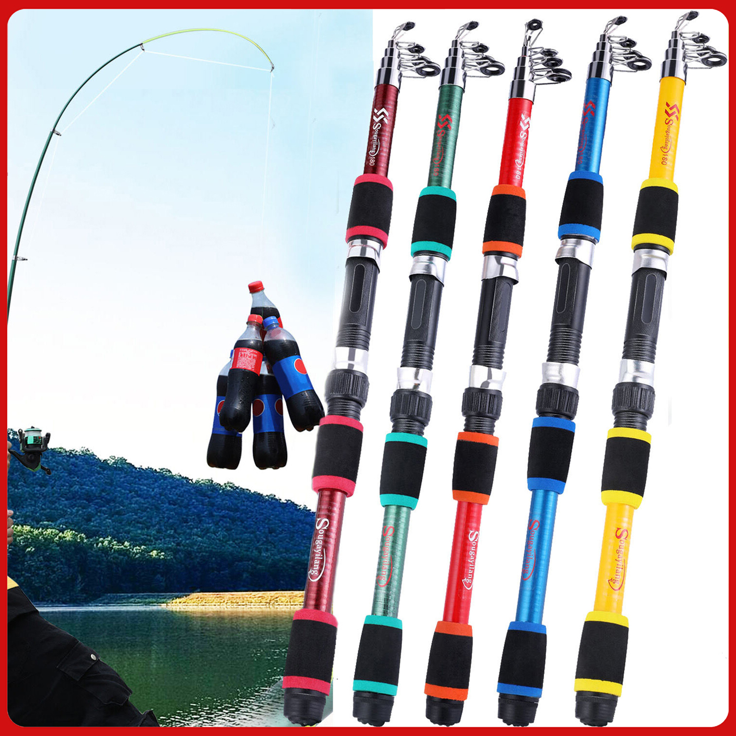🔥thanh toán khi giao hàng🔥Cần câu 1.8M / 6FT cần câu sợi thủy tinh cần câu giá rẻ cần câu trẻ em cần câu người mới tập cần câu