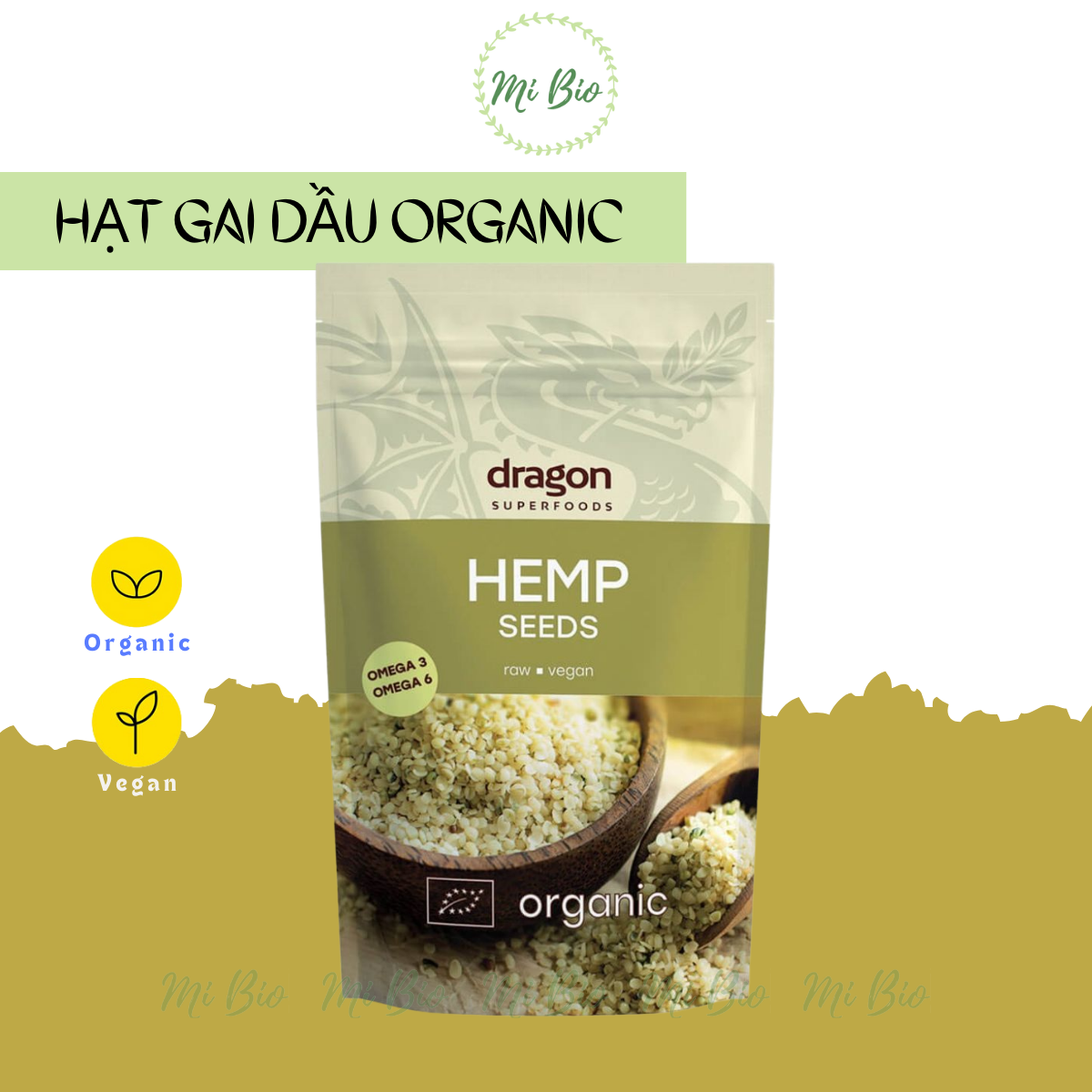 Hạt gai hữu cơ đã tách vỏ 200gr - Dragon Superfoods