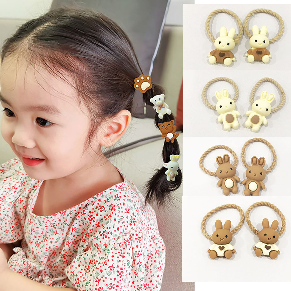 Set 2 dây thun cột tóc em bé icon thỏ nâu kem xinh xắn Phụ Kiện 68