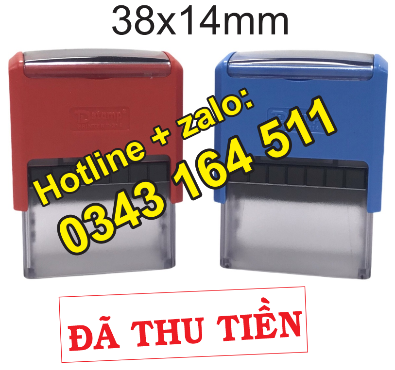 [HCM]Con dấu liền mực Đã thu tiền TD214 khắc chuẩn nét (màu xanh đỏ )