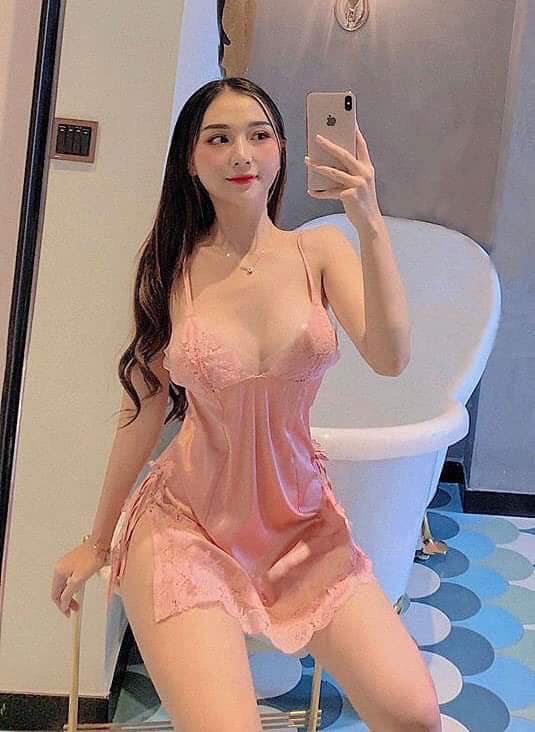 Váy ngủ lụa 2 dây trơn màng ngực quyến rũ