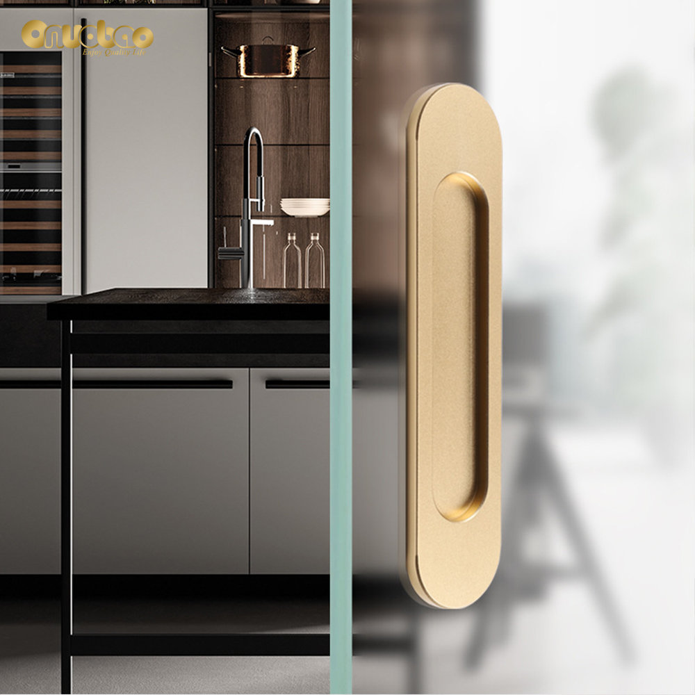 Onubao Đột lỗ Cửa trượt miễn phí Xử lý nhà kho Cửa kính Cửa bếp Cửa trượt Tay cầm hai mặt Keo dán