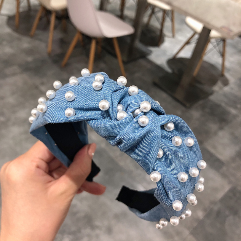 Cài tóc nữ đính hạt thới trang cài tóc turban cài tóc bản lớn