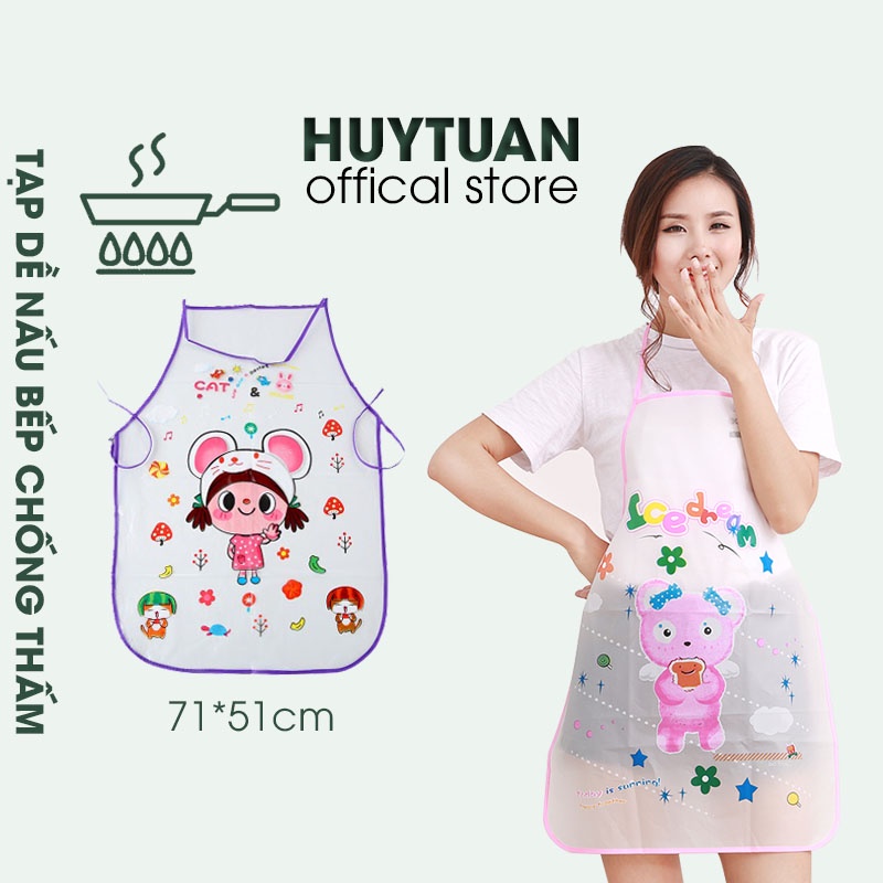 Tạp dề nilon chống thấm cute - tạp dề chống nước, chống dầu mỡ họa tiết hoạt hình