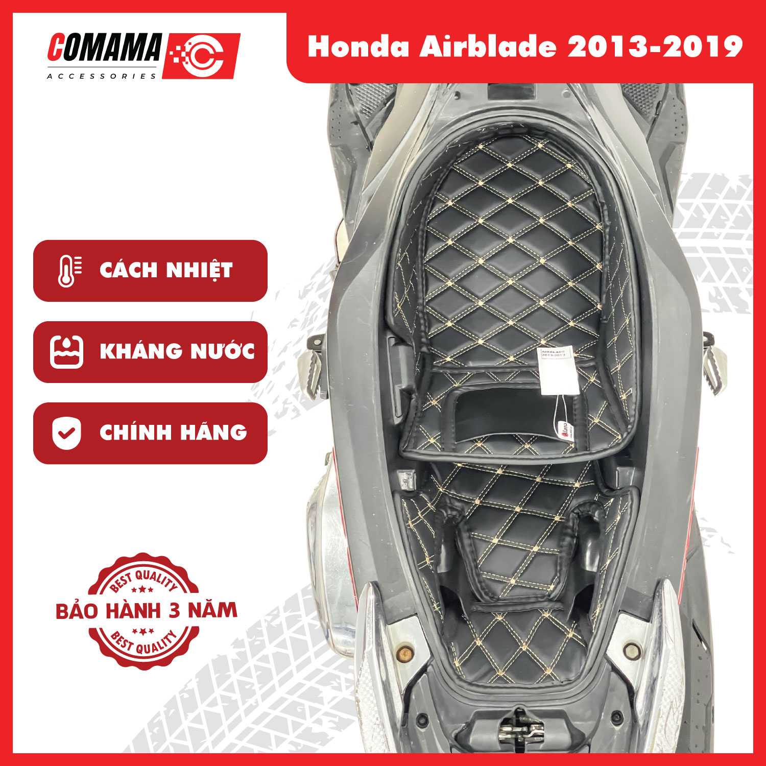Lót cốp da 5d, đệm lót cốp comama xe air blade 2013 - 2019 chống sốc, cách nhiệt, bảo hành 3 năm