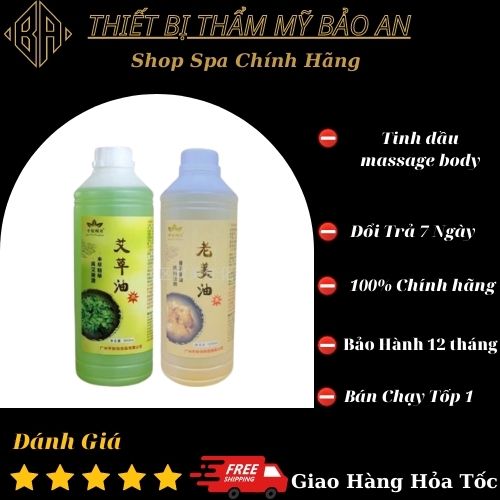 Tinh dầu ngải, gừng cứu massage body chai lớn 1000ml dung spatmv