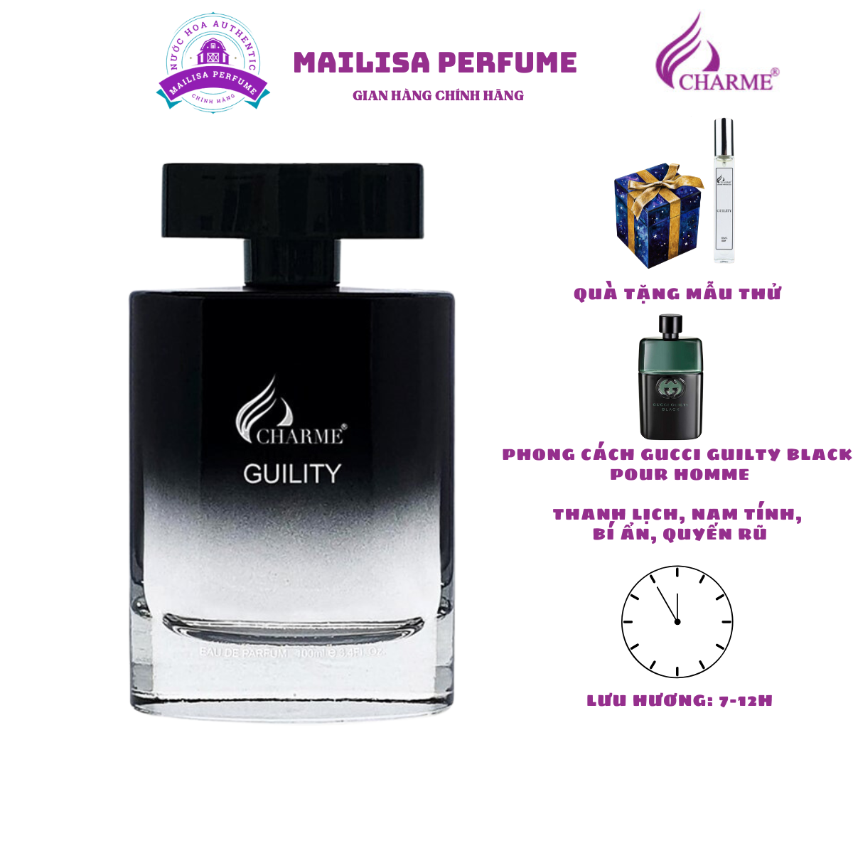 Nước hoa Char.me Guility 100ml Thanh lịch, Nam tính, Bí ẩn