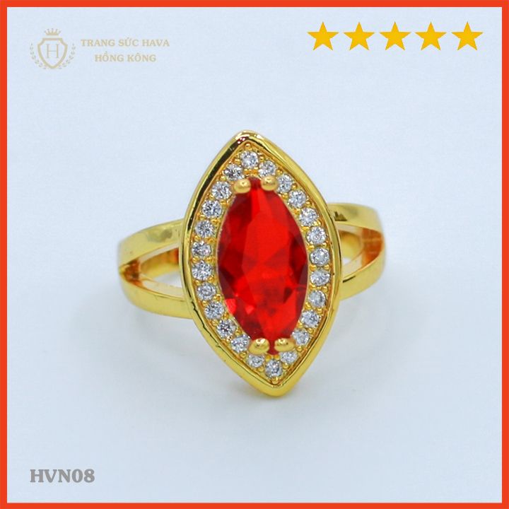 Nhẫn Nữ Titan, Nhẫn Nữ Mặt Đính Đá Thời Trang Xi Mạ Vàng 24k Cao Cấp - Trang Sức Hava Phong Cách Thời Cá Tính Trẻ Trung