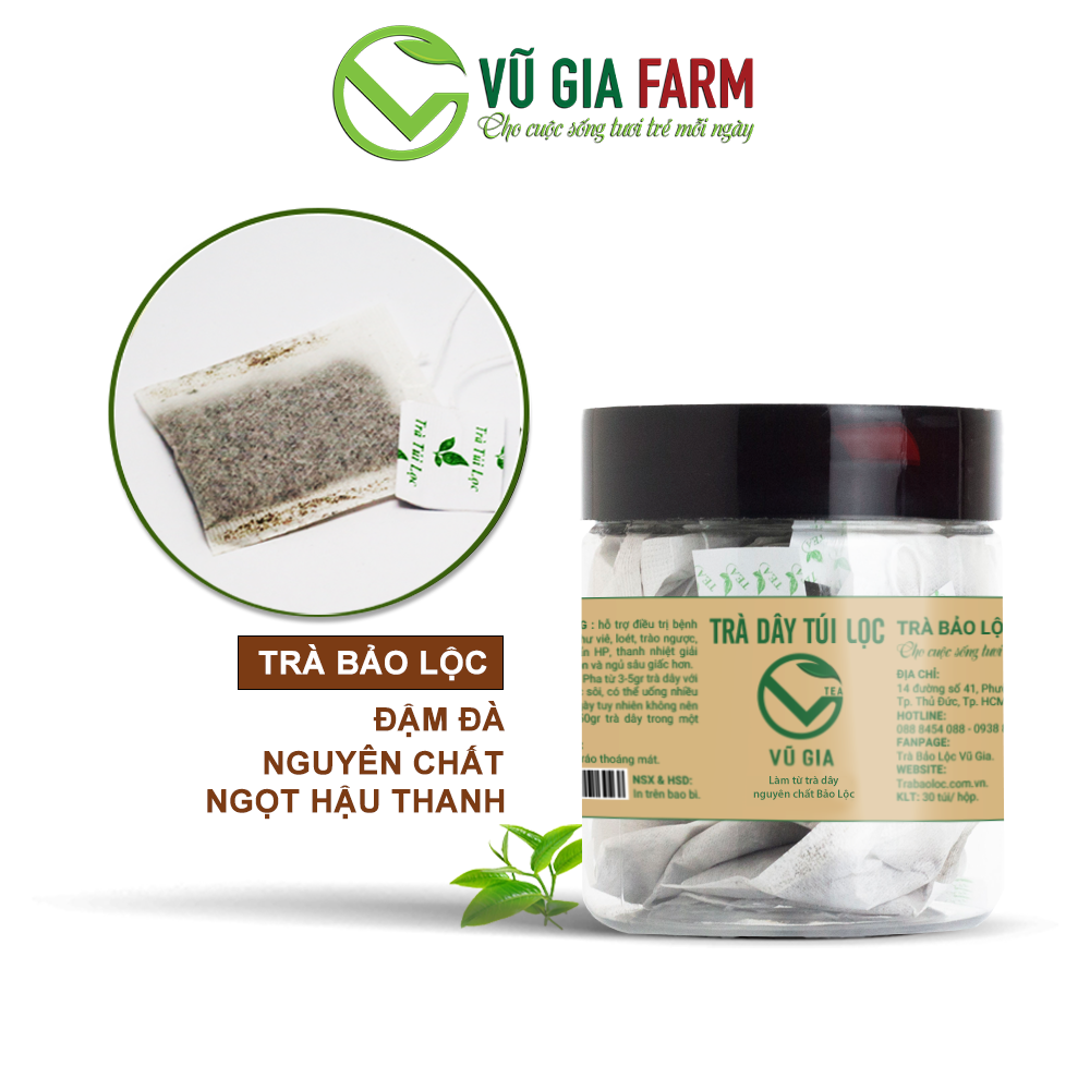Hũ Trà Dây Túi Lọc Nguyên Chất Bảo Lộc Vũ Gia - Hỗ trợ bệnh đau dạ dày, tiêu hóa, ăn ngon miệng và ngủ sâu giấc - Đã được kiểm nghiệm y tế