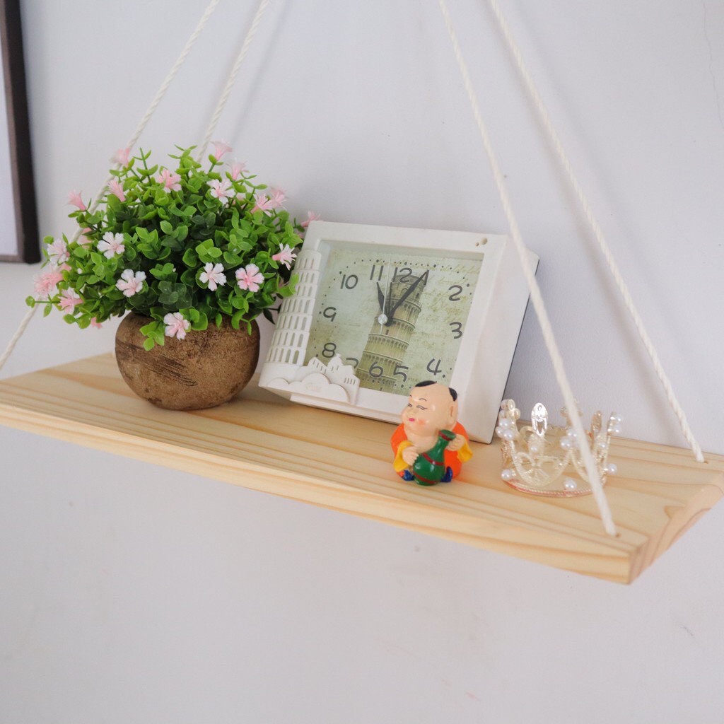 Kệ gỗ 1 tầng treo dây trang trí Decor
