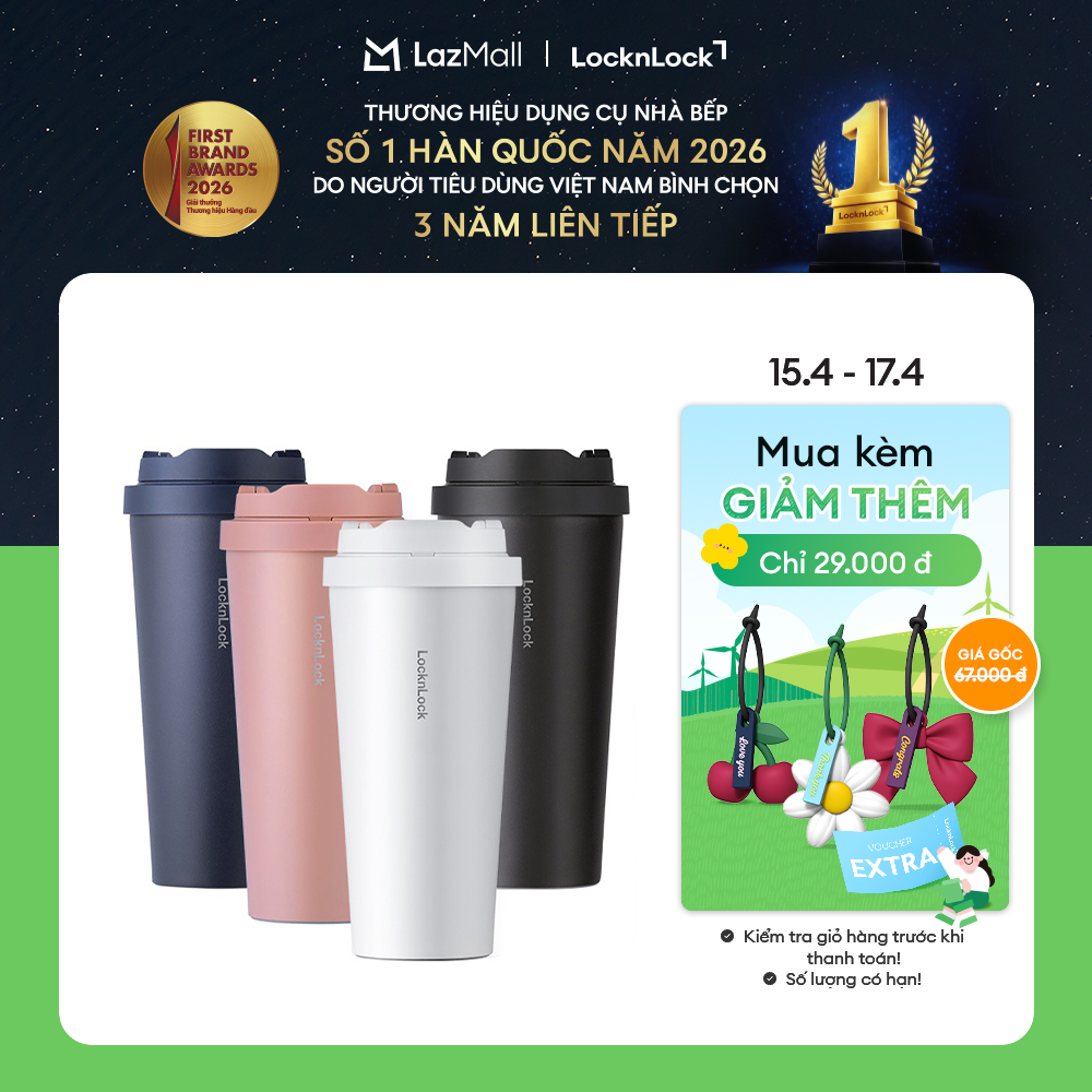 Bình giữ nhiệt LockLock Energetic One Touch - 550ml-400ml - LHC3249 - Thép không gỉ - 4màu - nắp bật dễ dàng - Giữ lạnh hơn 12h
