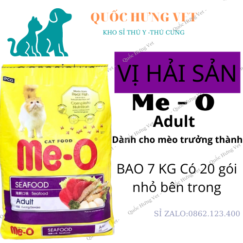 Me-o bao 7kg Thức ăn dạng hạt cho mèo lớn vị CÁ NGỪ & HẢI SẢN& CÁ THU đồ ăn mèo trưởng thành - QUỐC HƯNG VET