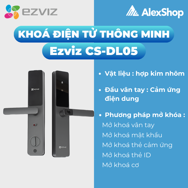 Khóa Cửa Vân Tay Thông Minh EZVIZ DL05 , Bảo mật 2 lớp Chính hãng