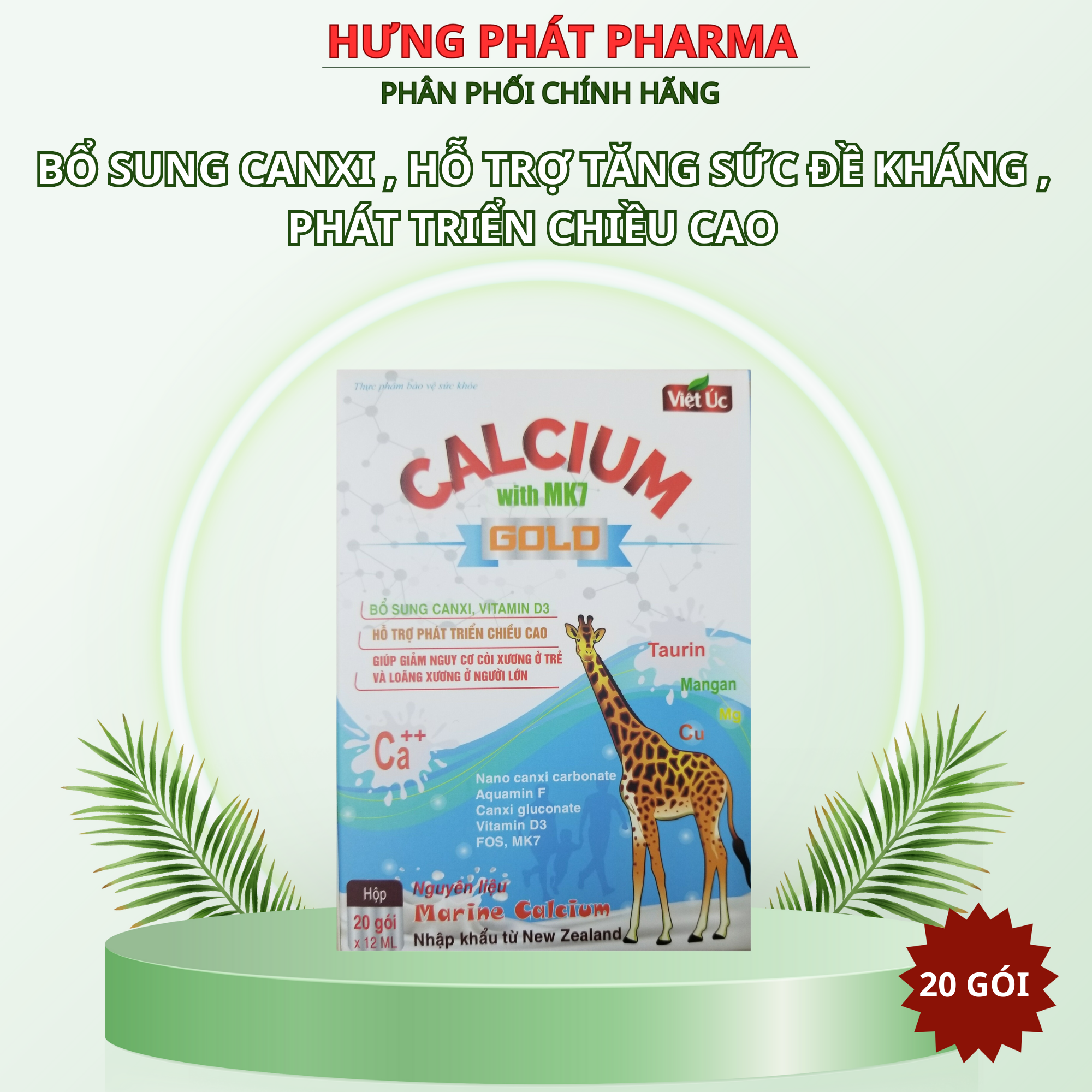Canxi sữa Calcium with Mk7 Gold tăng chiều cao