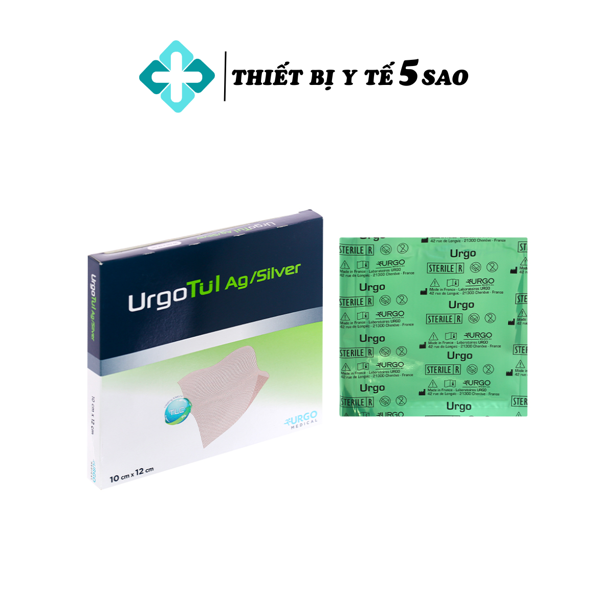 Gạc chống dính tẩm bạc nhanh lành vết thương nhiễm trùng urgotul ag/silver 1 miếng