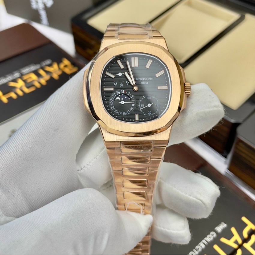 Top 1 Đồng Hồ Bán Chạy Nhất Đồng Hồ Nam Patek Philippe Nautilus Size 40mm Máy Cơ Automatic Tích Cót Nhiều Giờ VỏDây Đeo Mạ Vàng Kiểu Dáng Đẹp Sang Trọng Mặt Kính Sapphire Chống Xước.