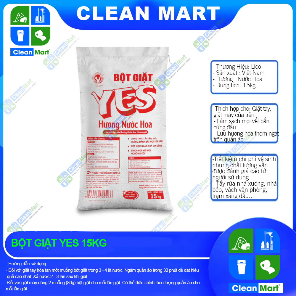 Bột Giặt Bao Xá Lix Yes 15kg - CLEAN MART