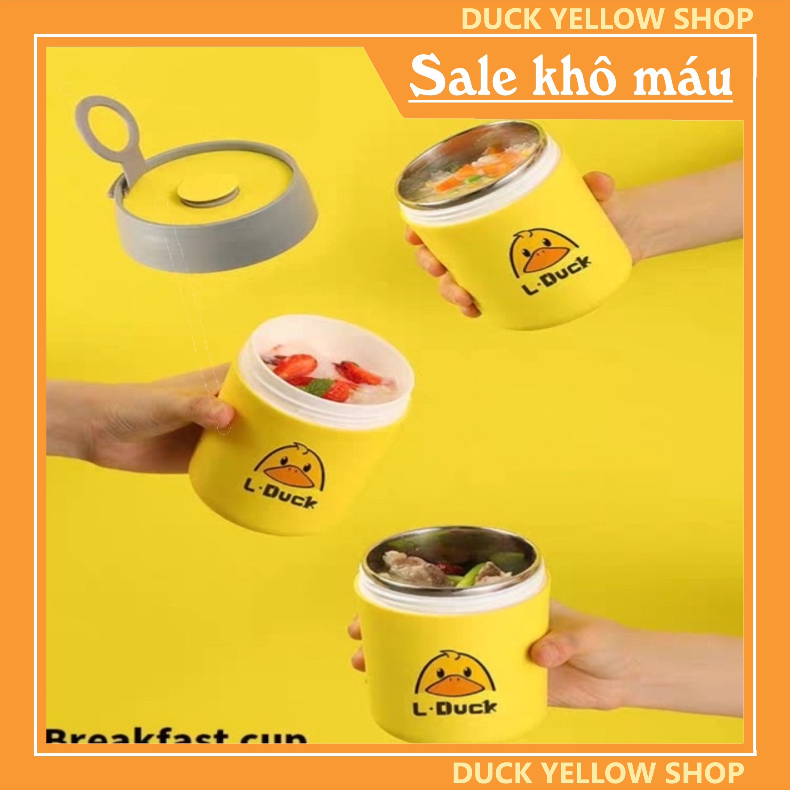 Bình ủ cháo giữ nhiệt con vịt vàng 450 ml giữ nhiệt 6-8 giờ
