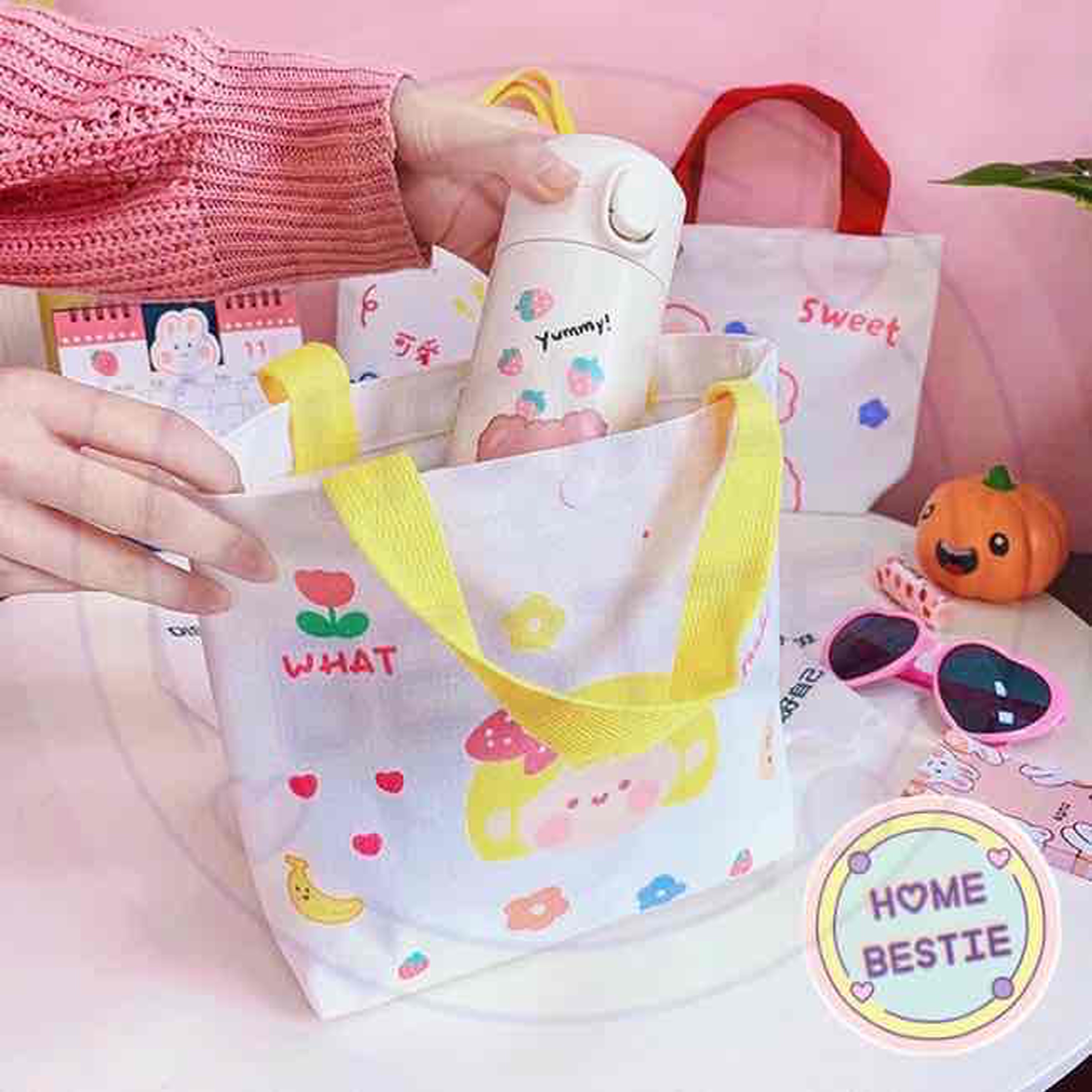 Túi đựng cơm dễ thương. túi xách đáng yêu. túi xách vải canvas nhỏ gọn. túi xách bé bỏng