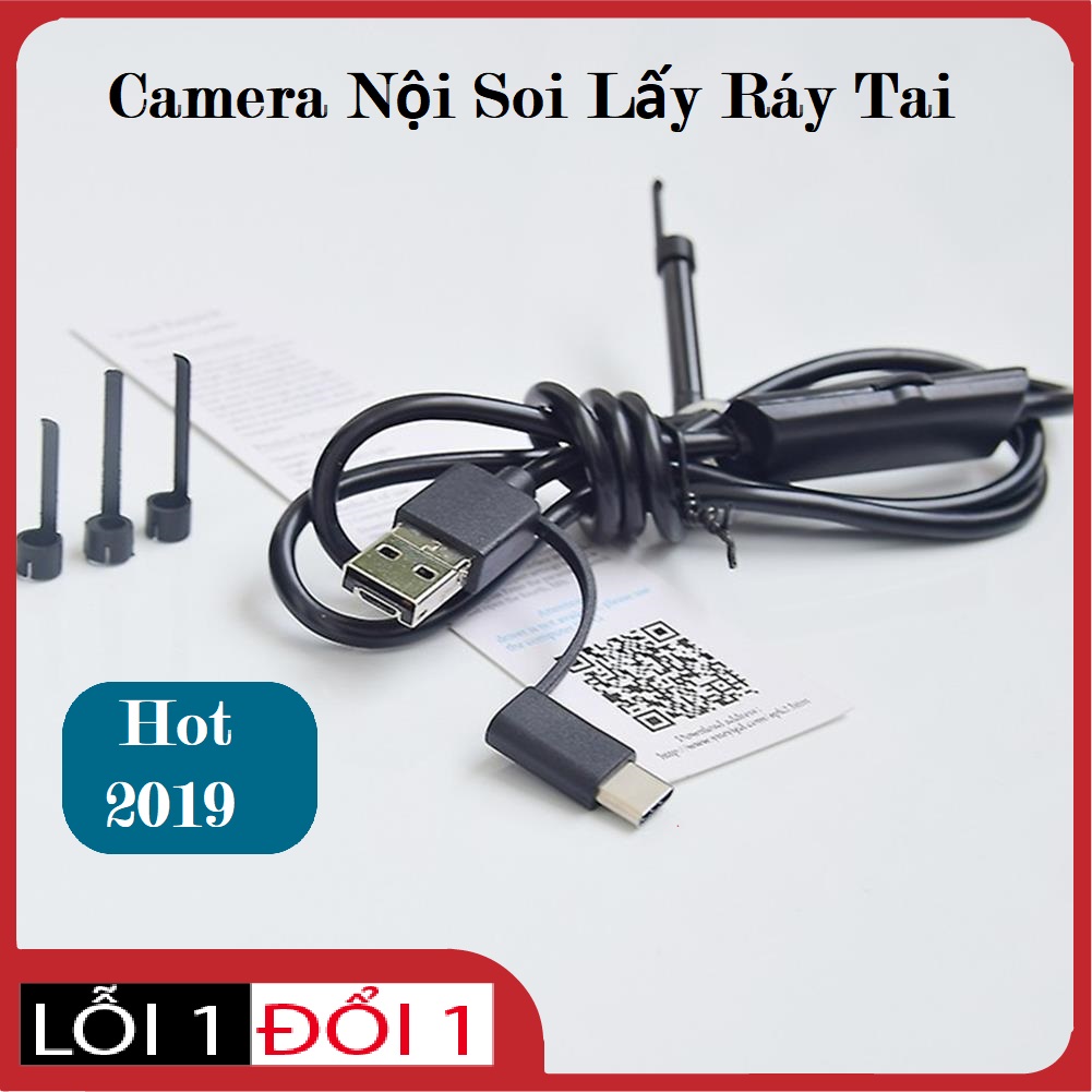Dụng Cụ Lấy Ráy Tai Thông Minh, Camera Nội Soi Tai Siêu Nét Đi Kèm Bộ Đầu Lấy Ráy Nhỏ Gọn Tiện Dụng