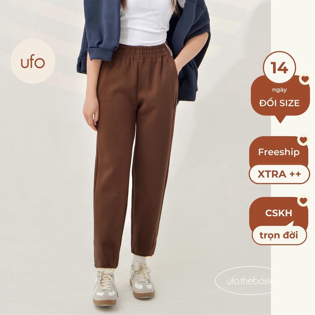 Quần nỉ ống baggy trơn lưng chun - by ufo.thebasic